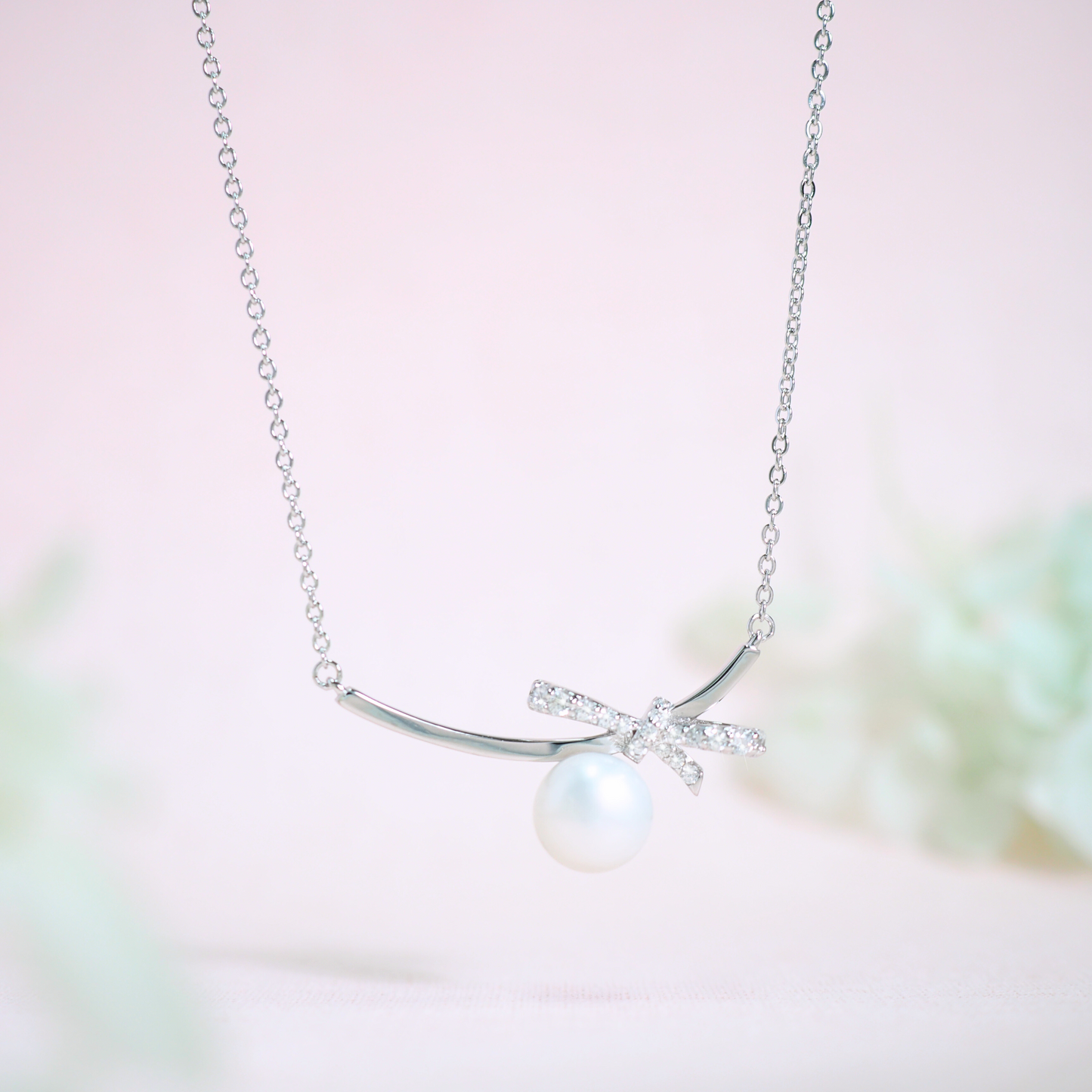 Lace 925 Sterling Silver Pearl Necklace