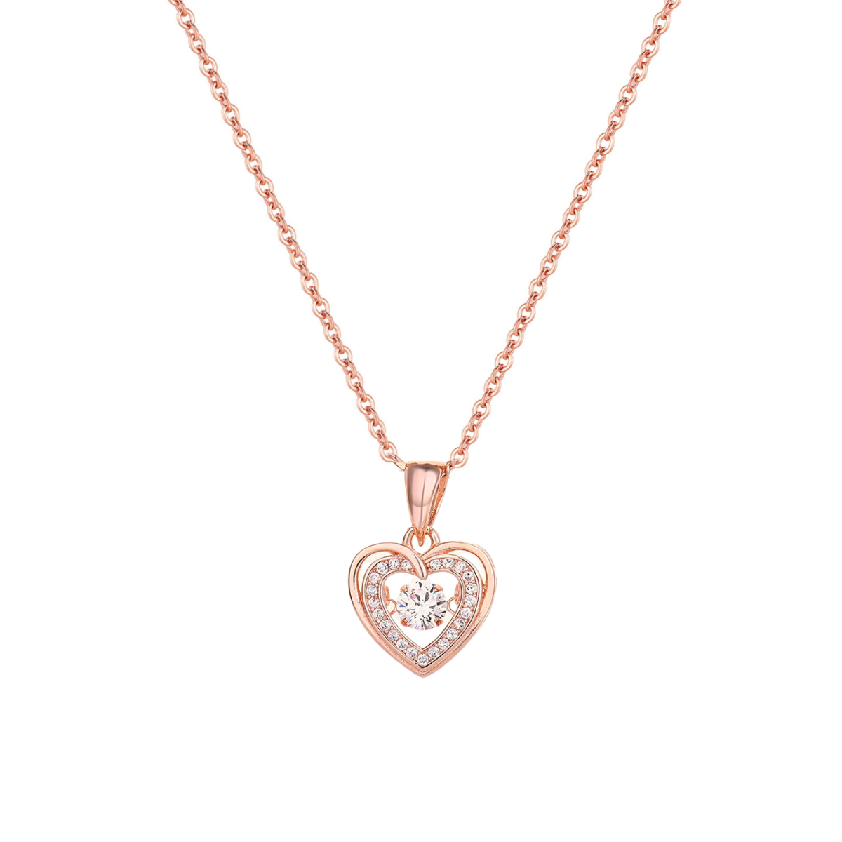 Pure Hearted 925 Sterling Silver Dancing Necklace (RoseGold)