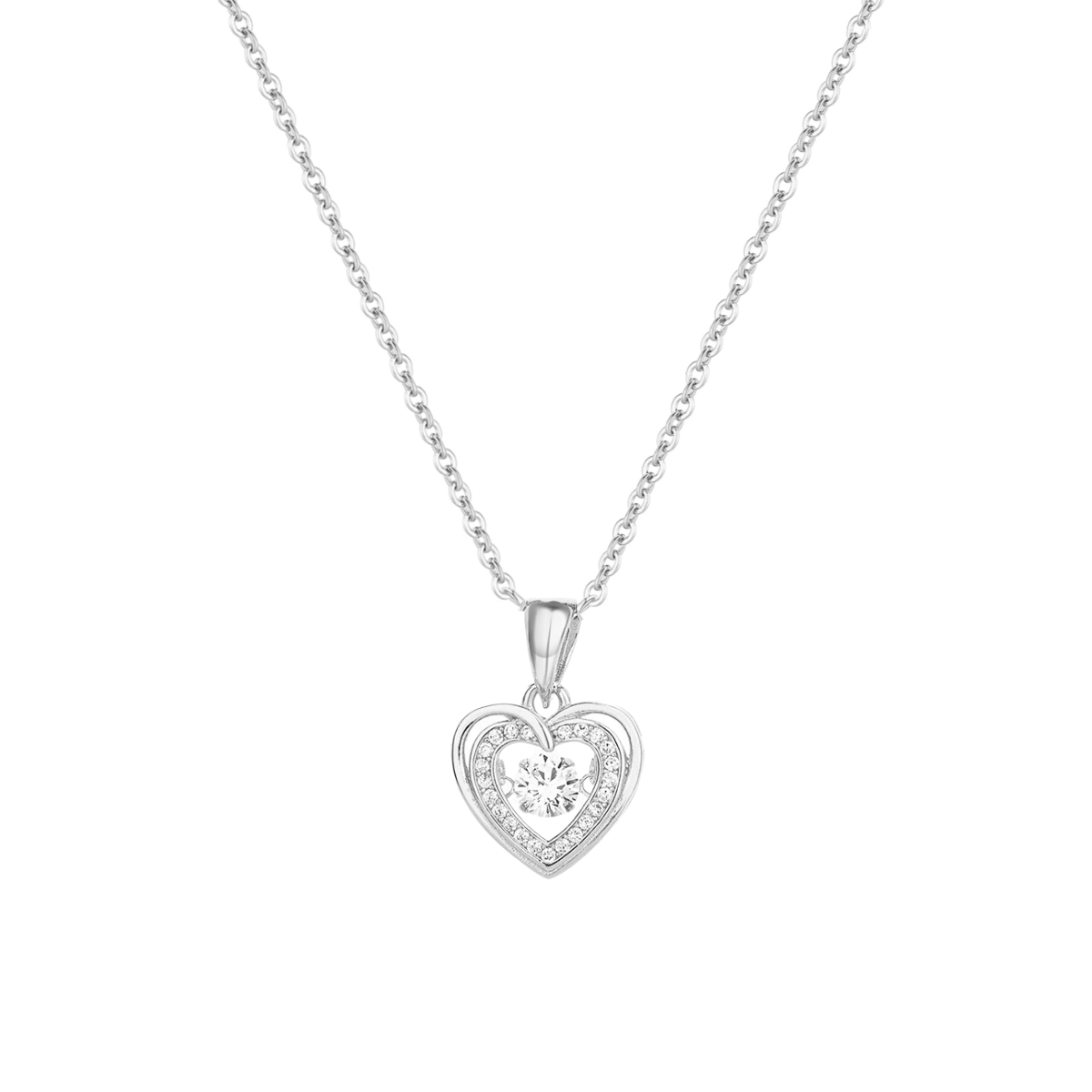 Pure Hearted 925 Sterling Silver Dancing Necklace (Silver)