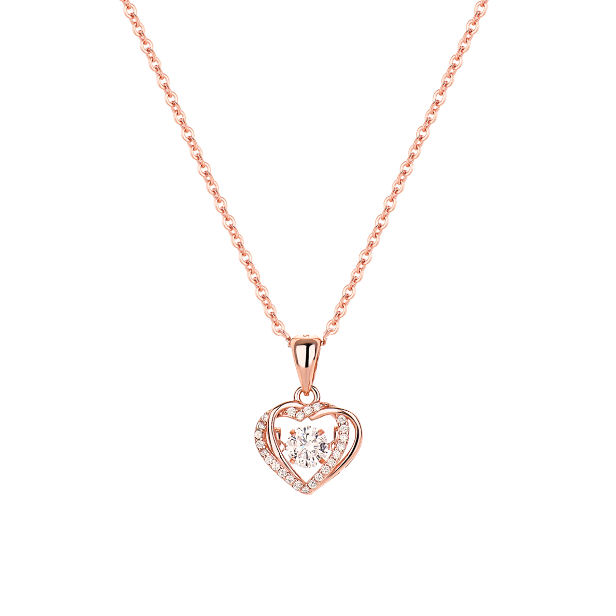 Loving Embrace 925 Sterling Silver Dancing Necklace (RoseGold)