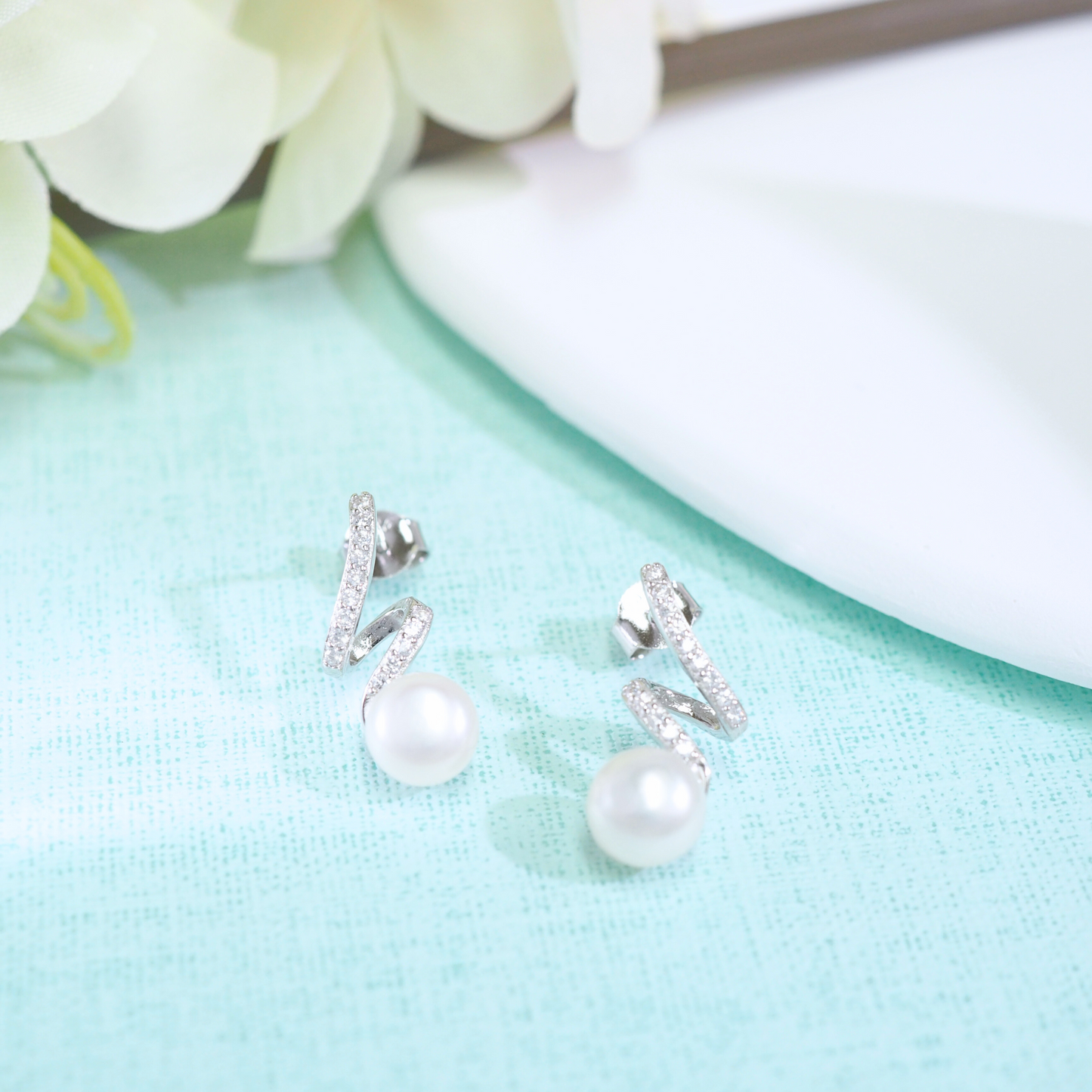 Grace 925 Sterling Silver Pearl Earrings