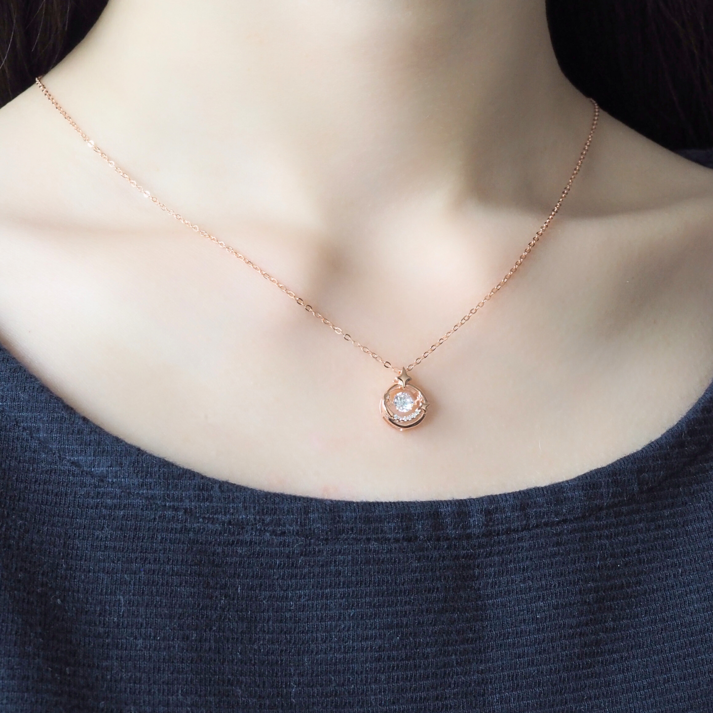 Zona 925 Sterling Silver Dancing Necklace (RoseGold)