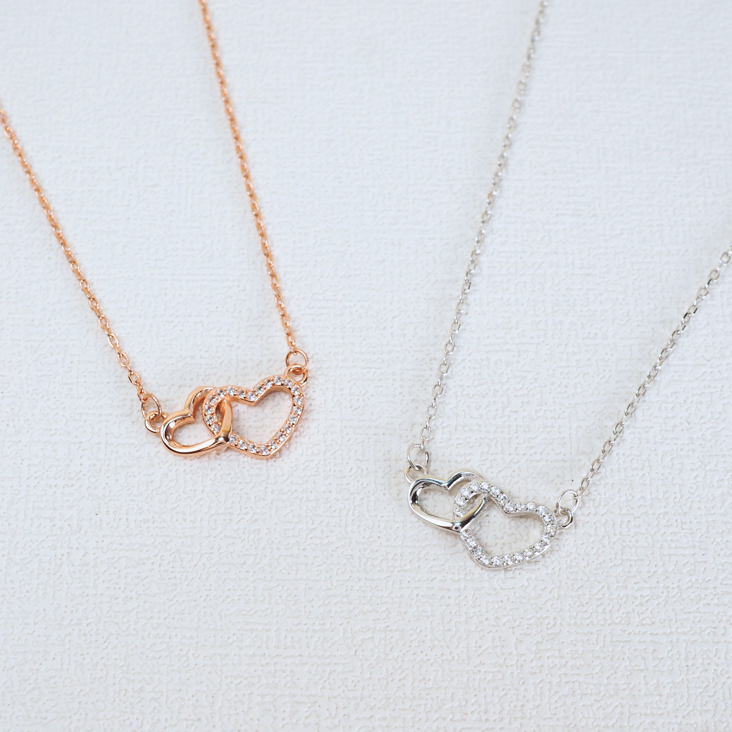 Interlocking Heart 925 Sterling Silver Necklace (RoseGold)