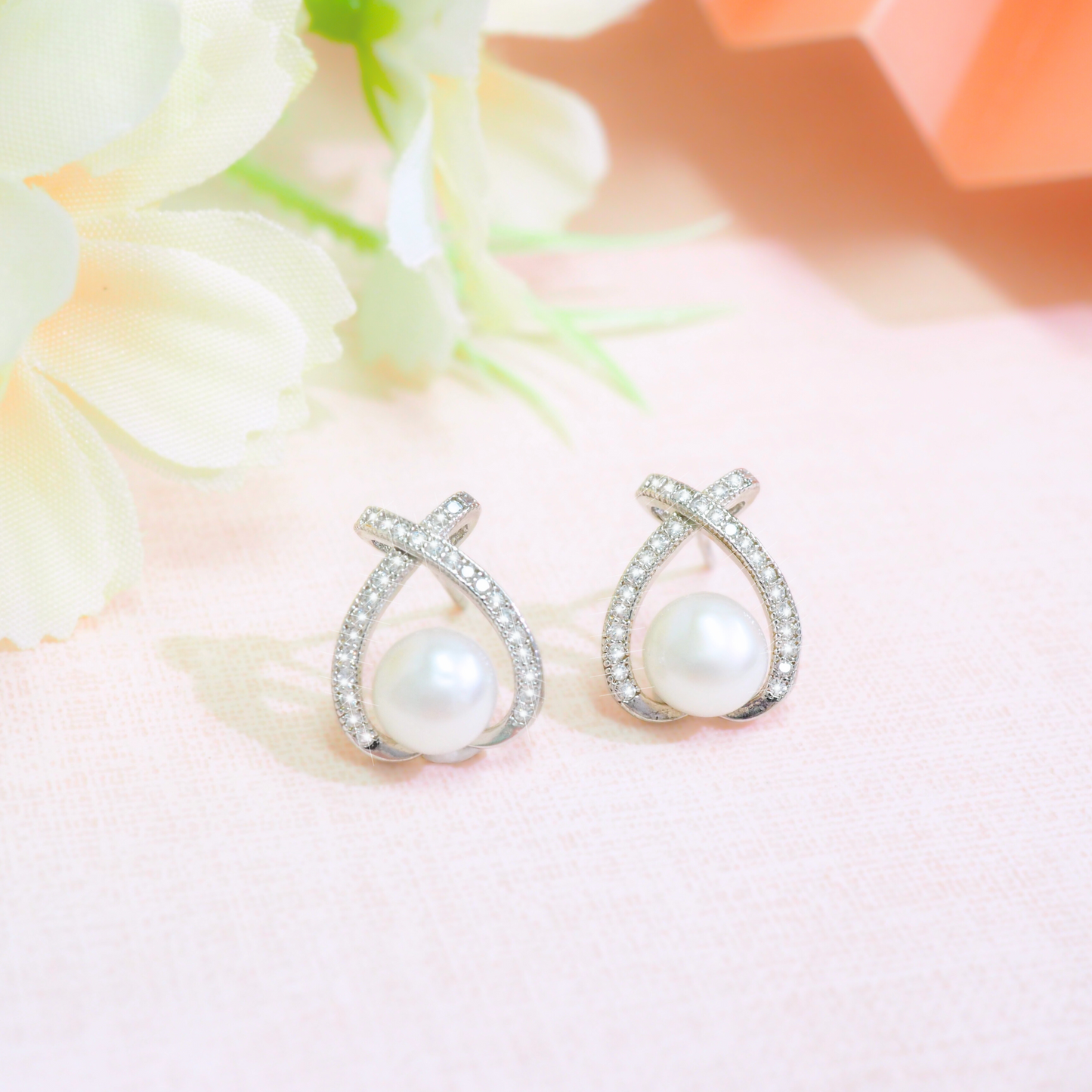 Halo 925 Sterling Silver Pearl Earrings