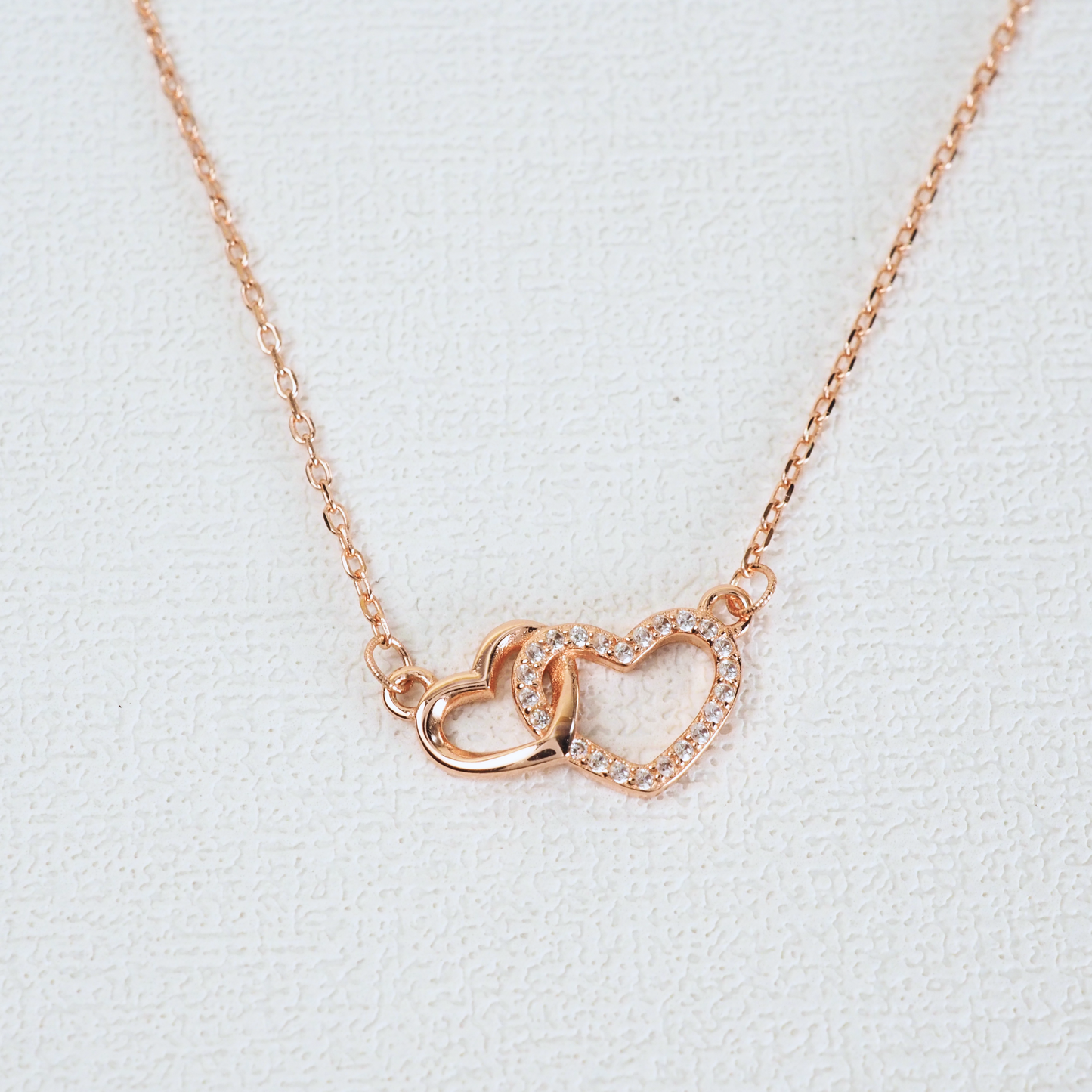 Interlocking Heart 925 Sterling Silver Necklace (RoseGold)