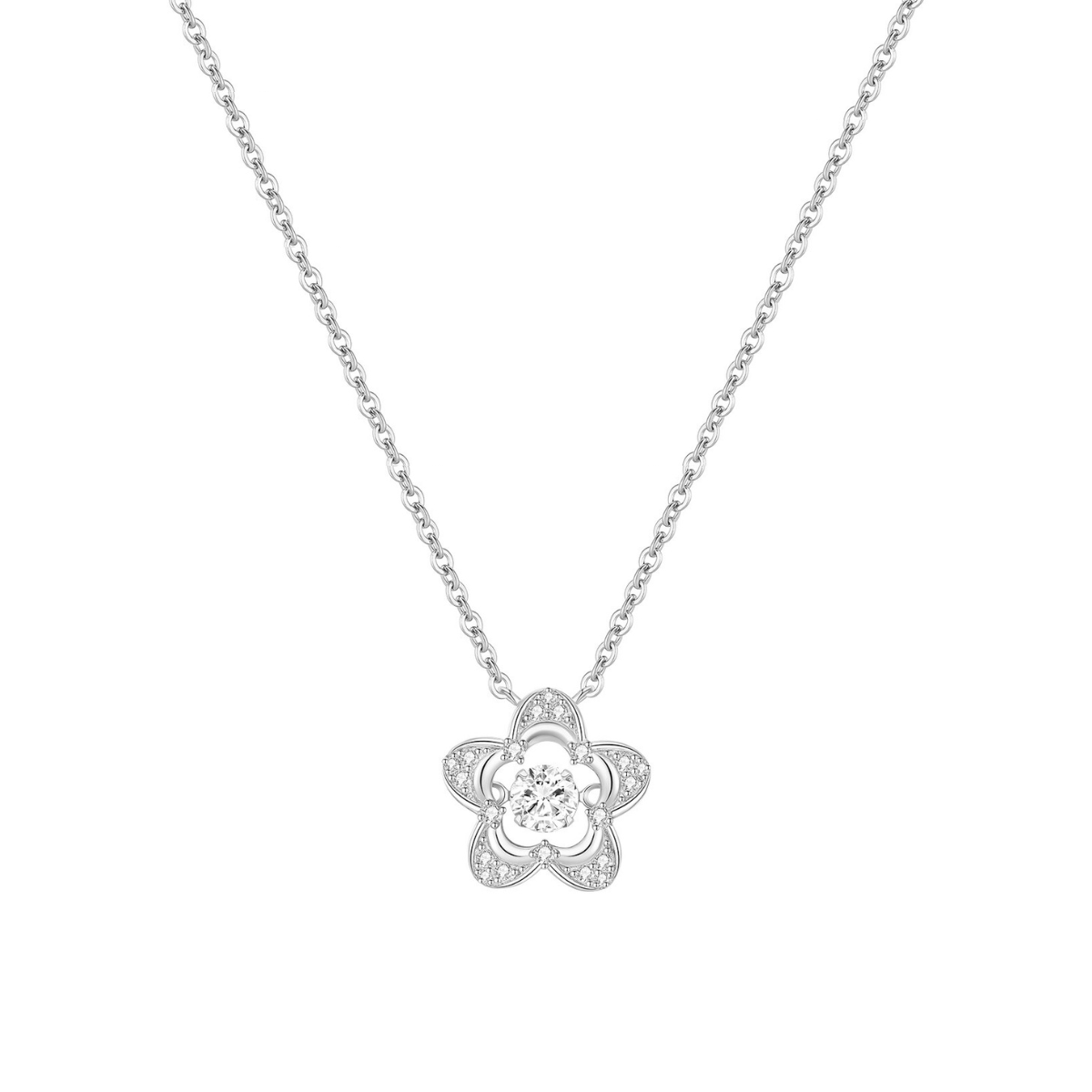 Sakura 925 Sterling Silver Dancing Necklace (Silver)