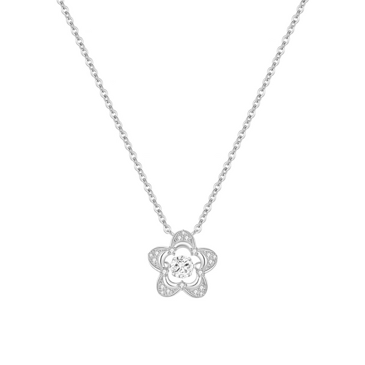 Sakura 925 Sterling Silver Dancing Necklace (Silver)