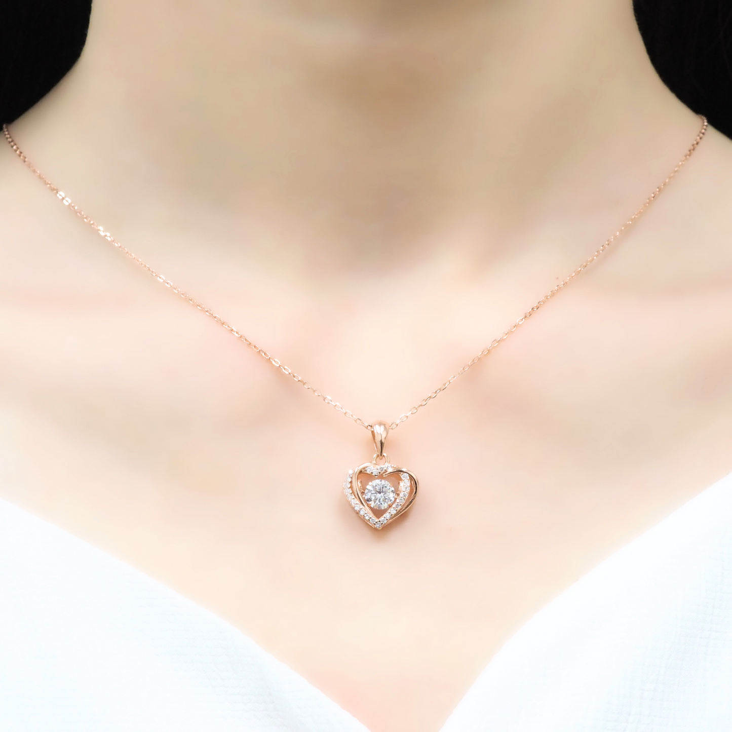 Loving Embrace 925 Sterling Silver Dancing Necklace (RoseGold)