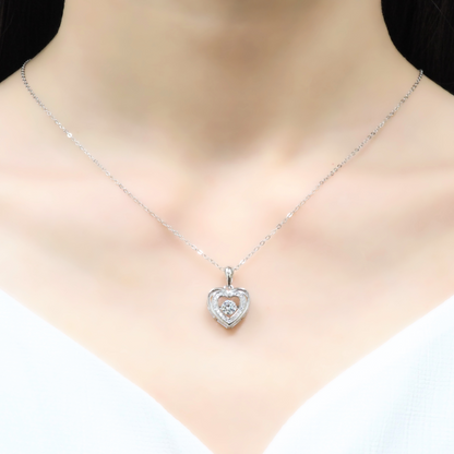 Pure Hearted 925 Sterling Silver Dancing Necklace (Silver)