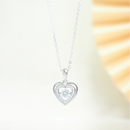 Pure Hearted 925 Sterling Silver Dancing Necklace (Silver)