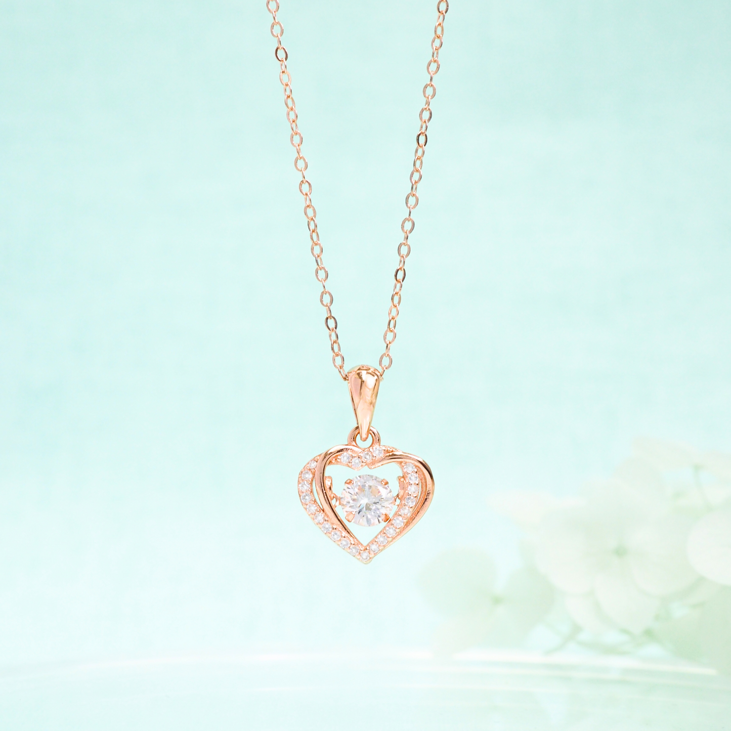 Loving Embrace 925 Sterling Silver Dancing Necklace (RoseGold)