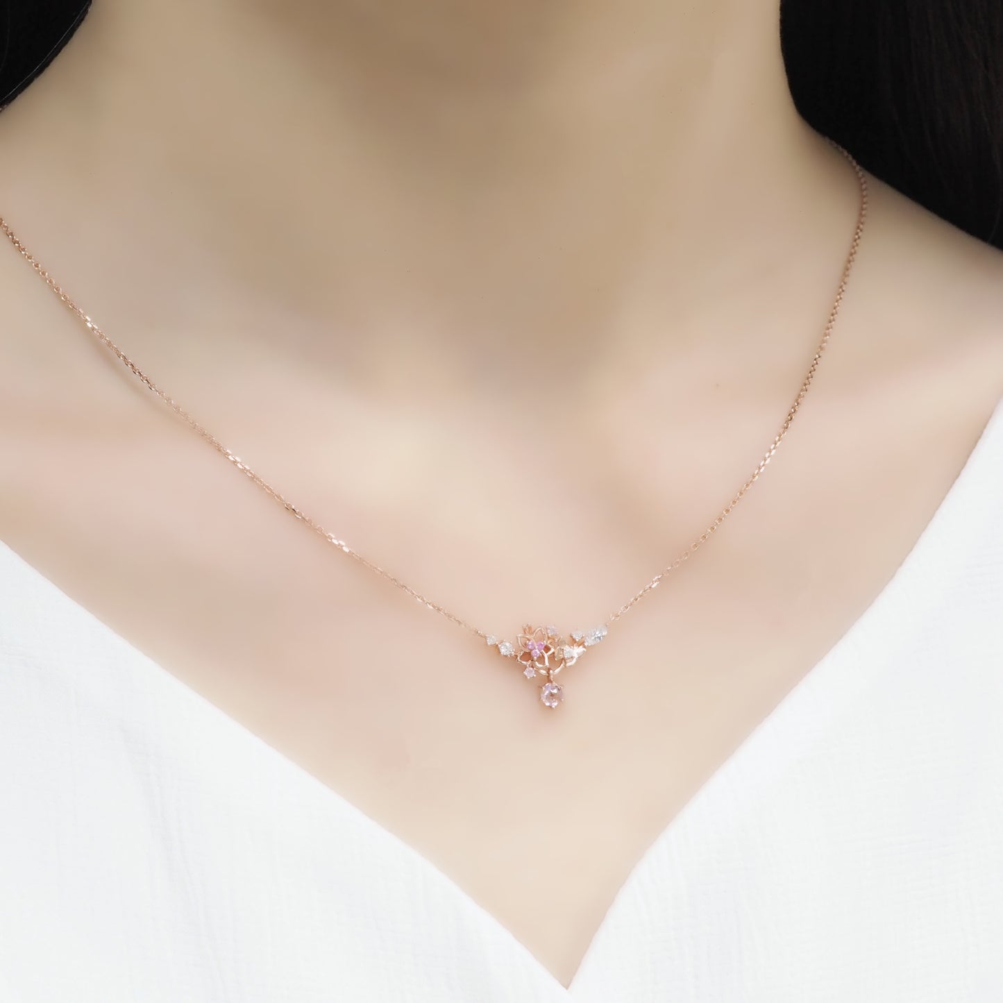 Blossom 925 Sterling Silver Necklace (RoseGold)