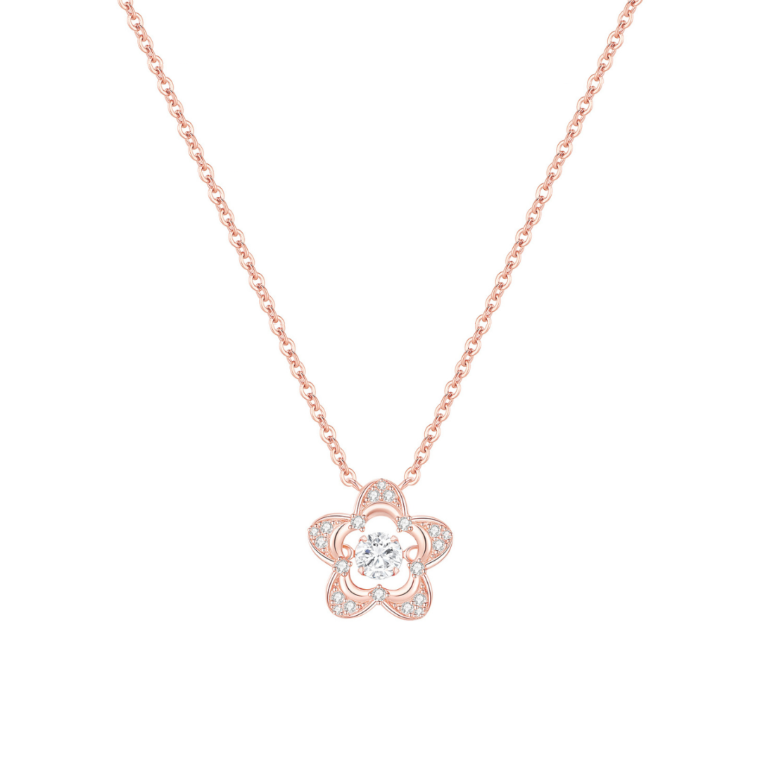 Sakura 925 Sterling Silver Dancing Necklace (RoseGold)