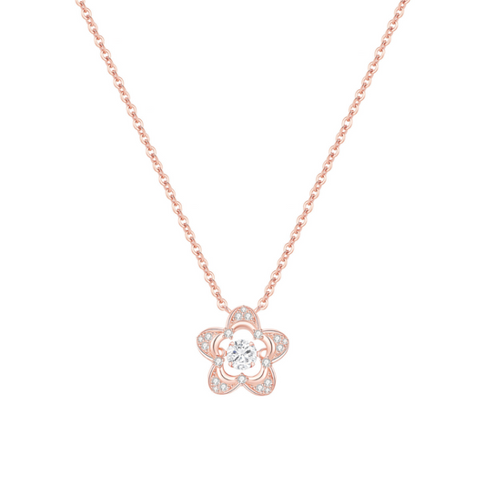 Sakura 925 Sterling Silver Dancing Necklace (RoseGold)