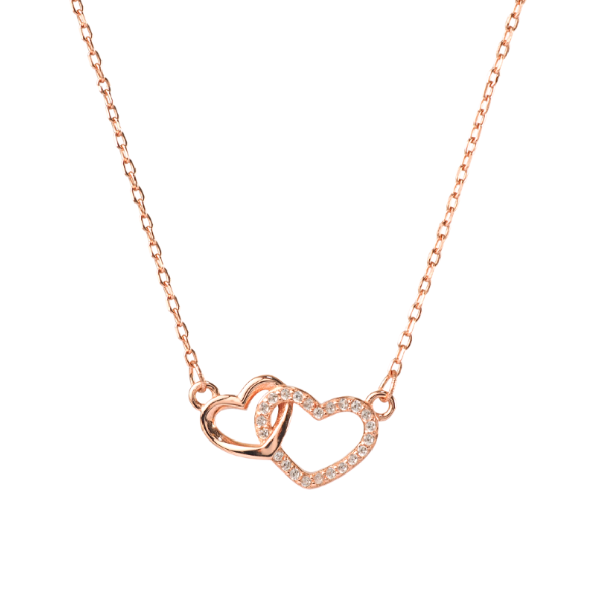 Interlocking Heart 925 Sterling Silver Necklace (RoseGold)